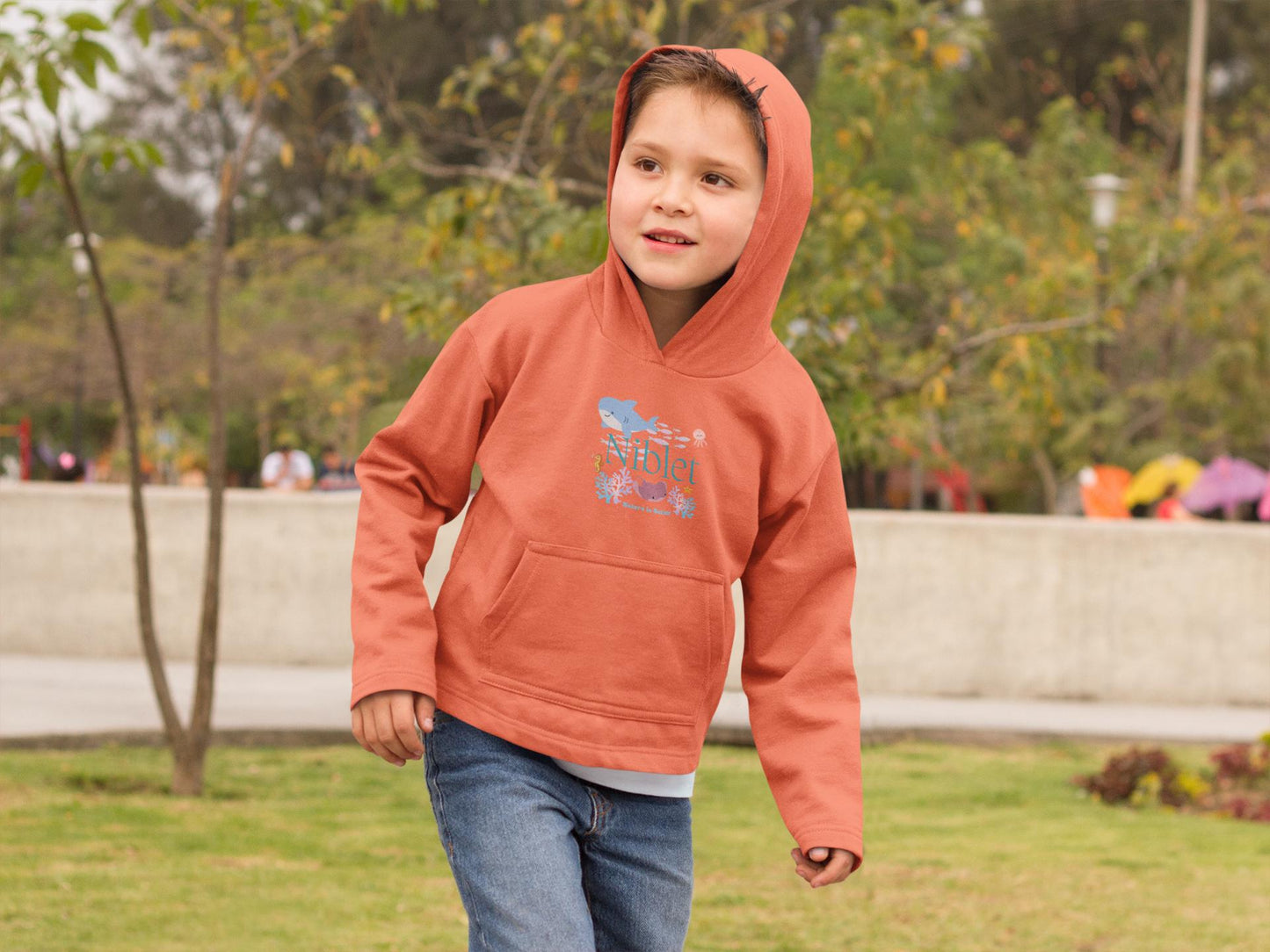 Kids eco hoodie/ Nature is better/ youth hoodie/ sustainable materials/ kid sweatshirt/ girl gifts/ child gift/ boy gifts/ ocean print