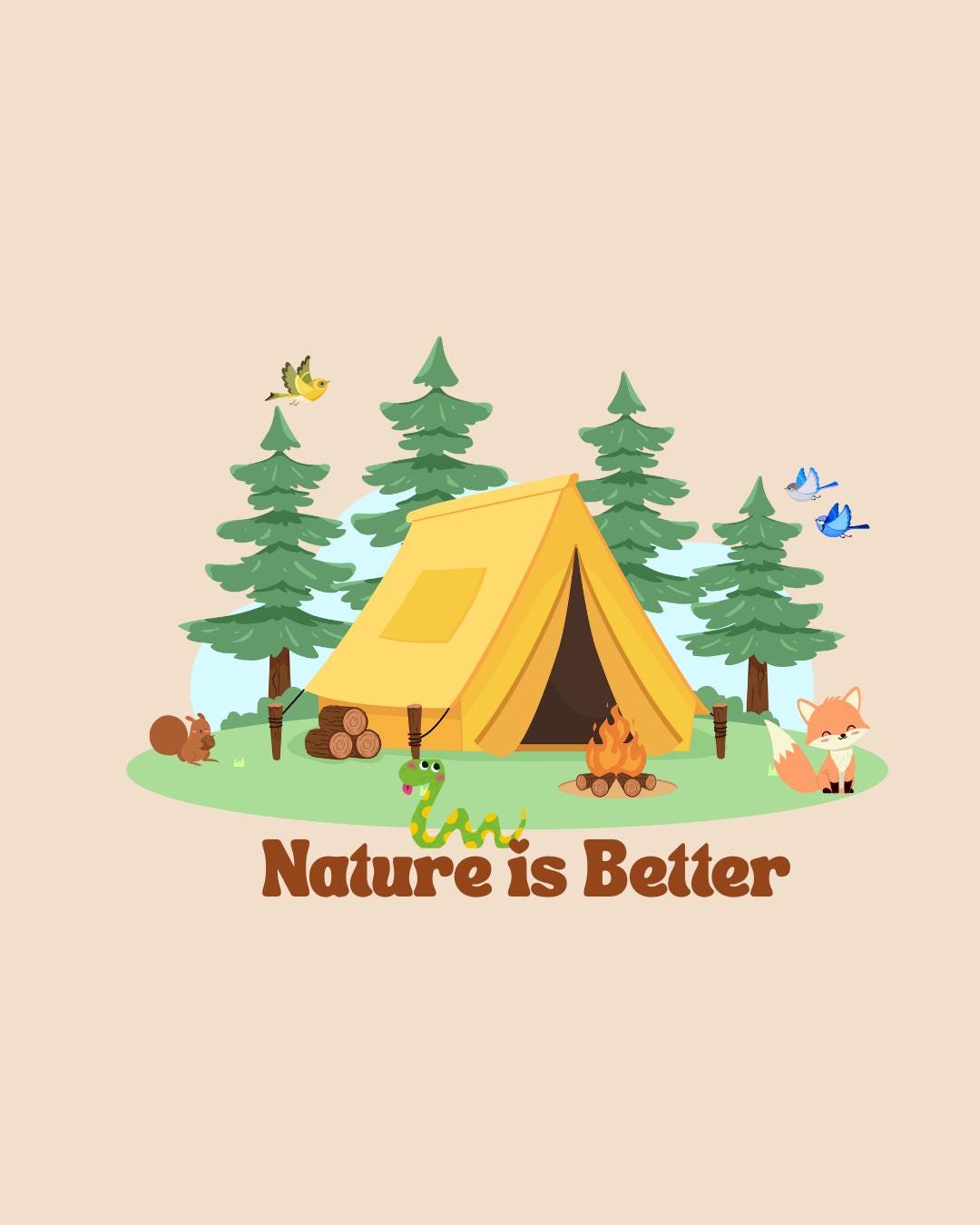 Organic cotton baby bodysuit gender neutral nature lover camping cute animals soft romper onesie