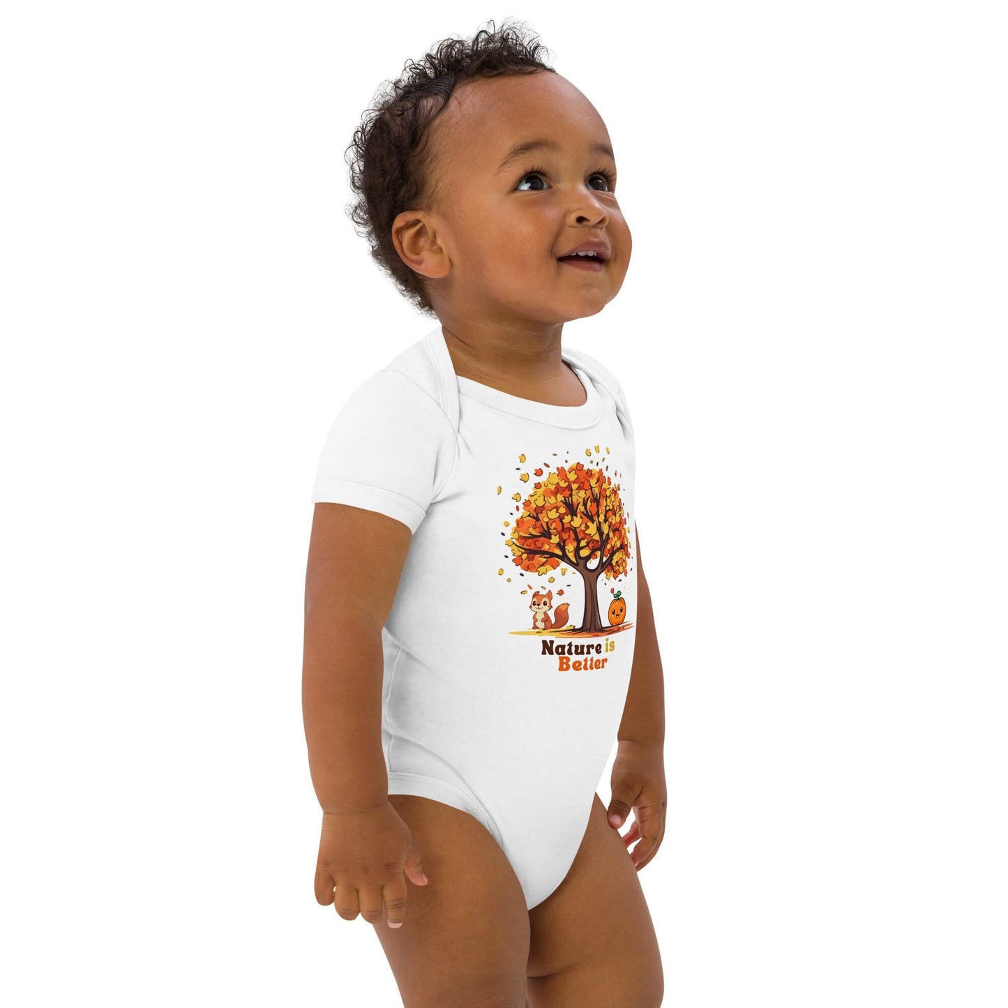 Organic cotton baby bodysuit/ fall / autumn/ cute animals/ eco friendly/ sweater weather/ baby onesie/ soft baby clothes