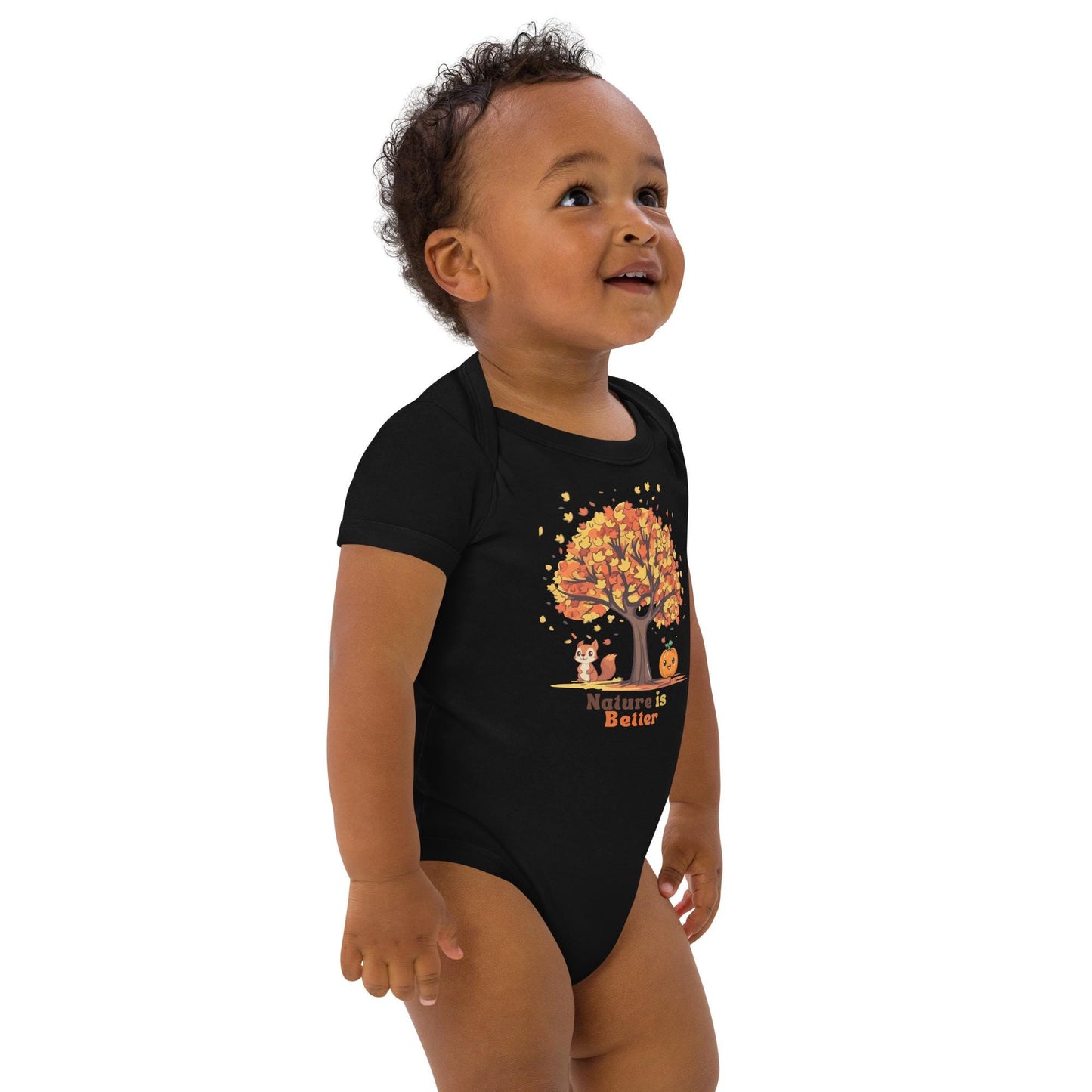 Organic cotton baby bodysuit/ fall / autumn/ cute animals/ eco friendly/ sweater weather/ baby onesie/ soft baby clothes