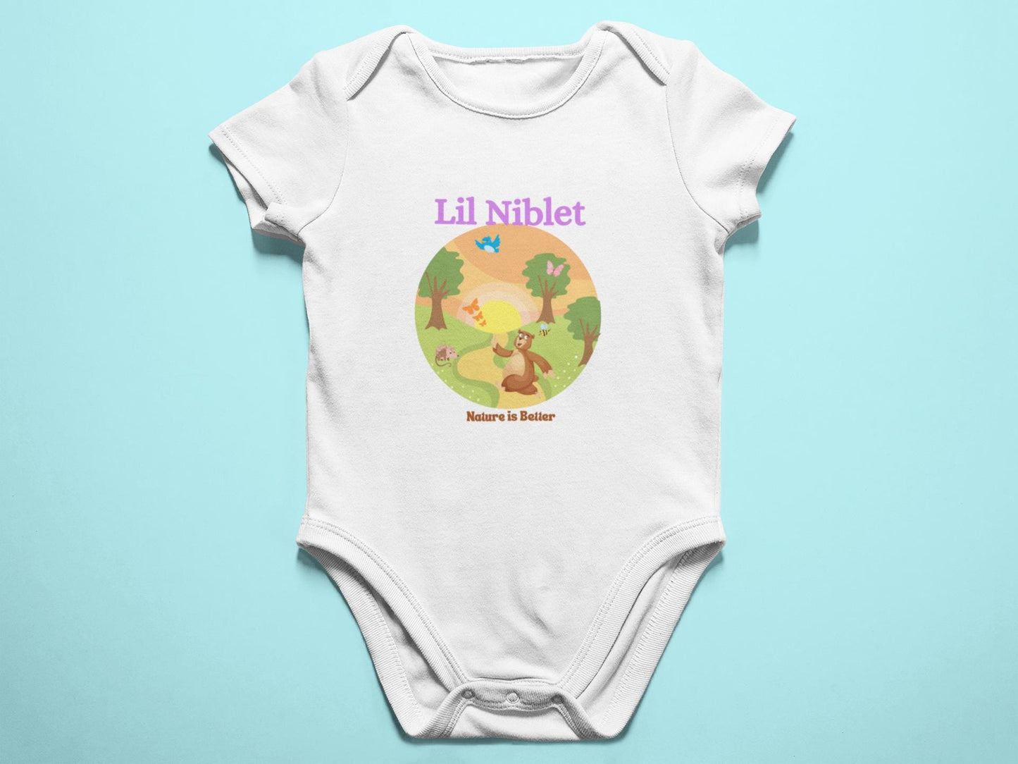 Organic cotton baby bodysuit nature is better cute animals soft short sleeve onsie