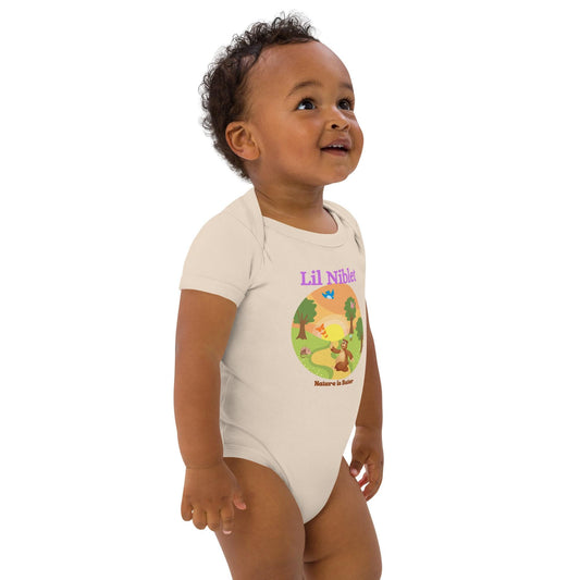 Organic cotton baby bodysuit nature is better cute animals soft short sleeve onsie
