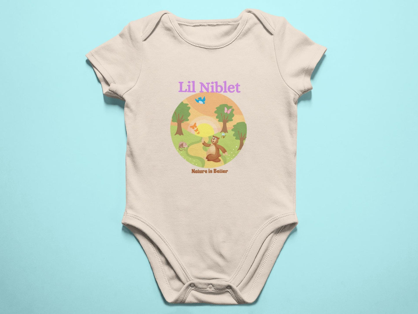 Organic cotton baby bodysuit nature is better cute animals soft short sleeve onsie
