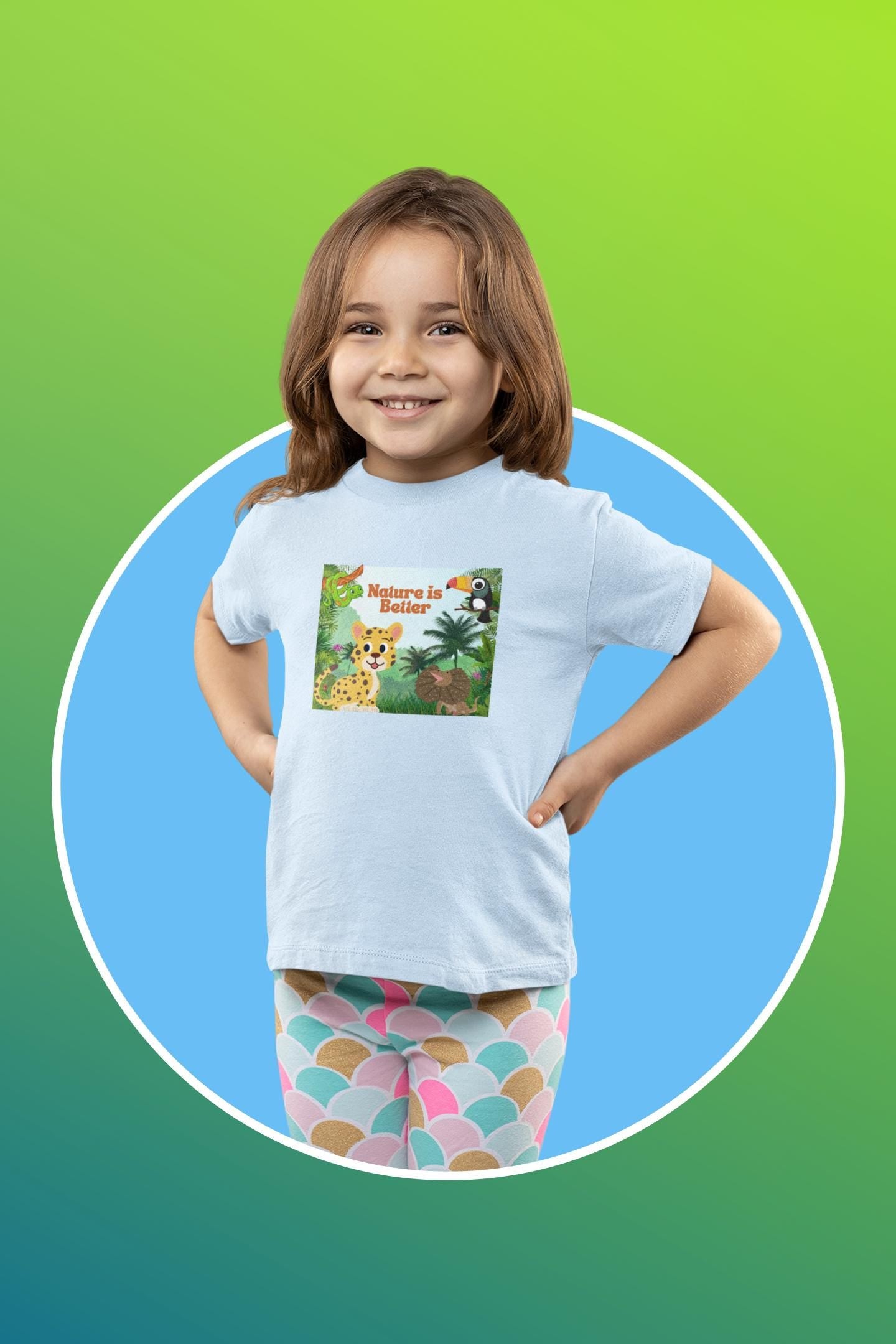 Toddler jersey t-shirt/ nature lover/ cotton tee/ rain forest/ cute animals/ kid t-shirt/