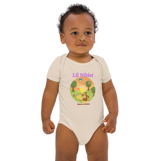 Organic cotton baby bodysuit nature is better cute animals soft short sleeve onsie