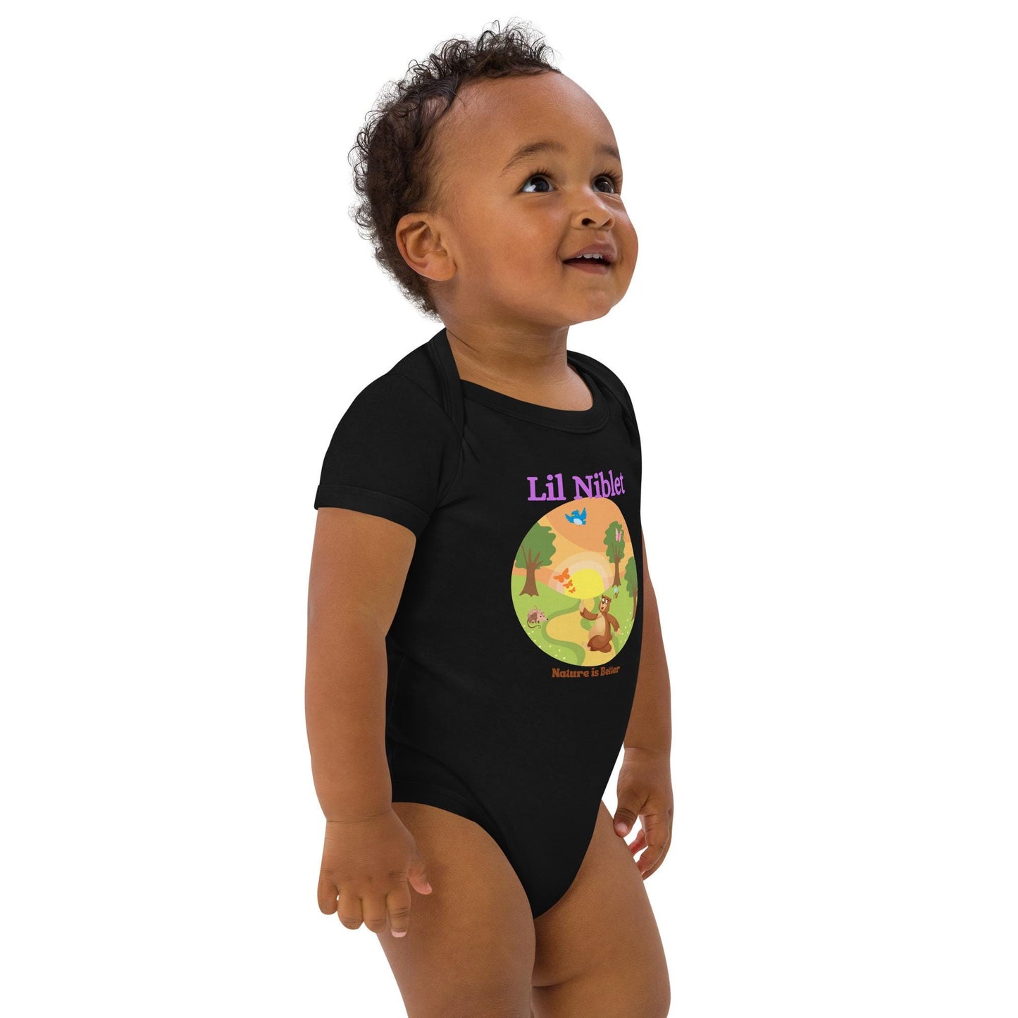Organic cotton baby bodysuit nature is better cute animals soft short sleeve onsie