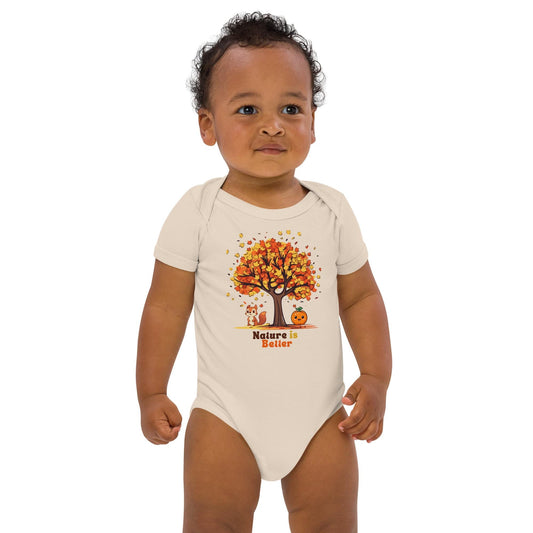 Organic cotton baby bodysuit/ fall / autumn/ cute animals/ eco friendly/ sweater weather/ baby onesie/ soft baby clothes