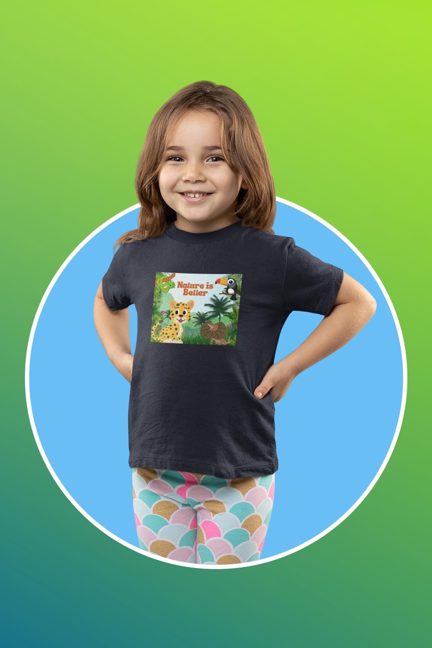Toddler jersey t-shirt/ nature lover/ cotton tee/ rain forest/ cute animals/ kid t-shirt/