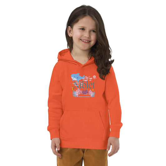 Kids eco hoodie/ Nature is better/ youth hoodie/ sustainable materials/ kid sweatshirt/ girl gifts/ child gift/ boy gifts/ ocean print