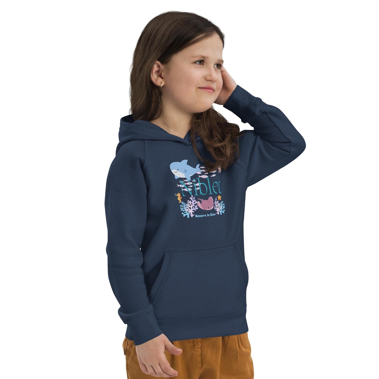 Kids eco hoodie/ Nature is better/ youth hoodie/ sustainable materials/ kid sweatshirt/ girl gifts/ child gift/ boy gifts/ ocean print